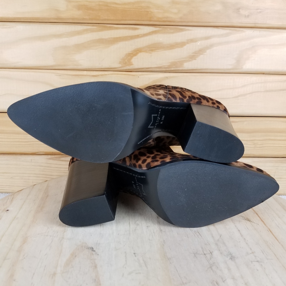 NEW MARC FISHER LTD Alva Leopard Calf Hair Bootie Ankle Boot Slip-on Pointed Toe - Picture 8 of 10